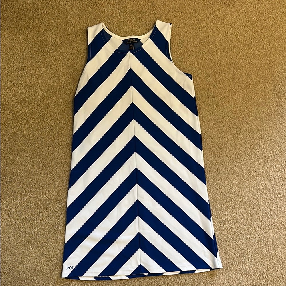 Polo Ralph Lauren Blue and White Patterned Dress